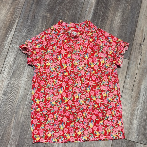 Janie and Jack Girls Cherry Red Ditsy Floral Rash Guard Size 10 - Picture 2 of 7